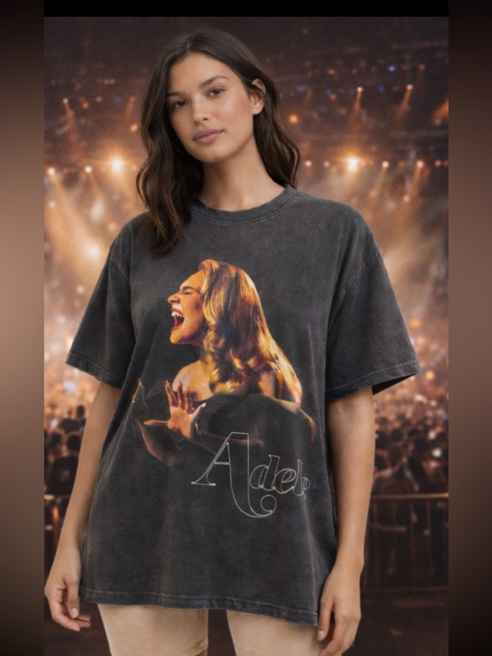 Adele Weekends With Adele Las Vegas Concert Tour Tee L Black Graphic T-Shirt A7